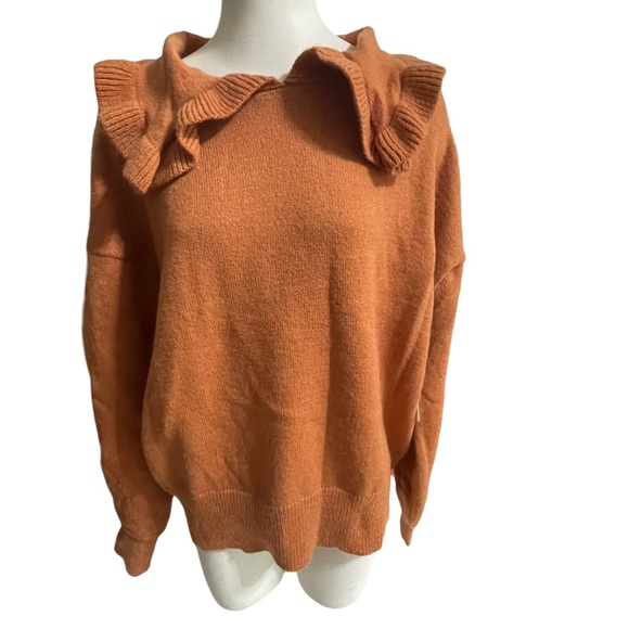 Stitch and Knot Lenna ruffle necks collar knit sweater Size Large - Picture 14 of 15